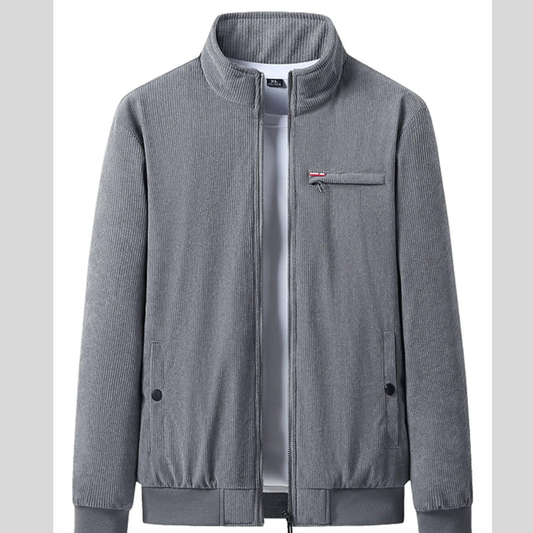 Men's Plus Size Full-Zip Bomber Corduroy Jacket with Sherpa Lining
