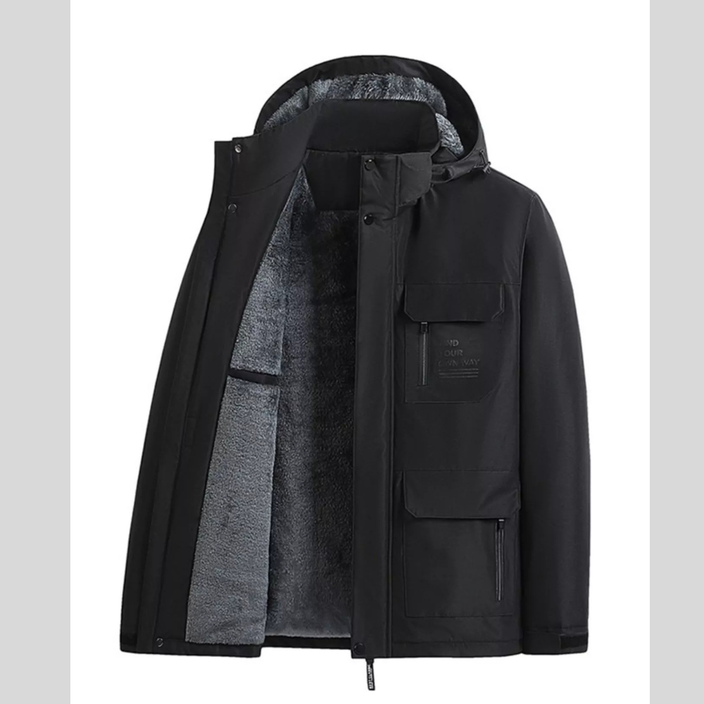 Men's Plus Size Warm Fleece Lined Hooded Winter Casual Coat