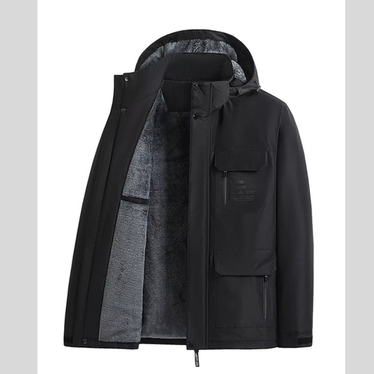 Men's Plus Size Warm Fleece Lined Hooded Winter Casual Coat