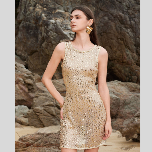Sleeveless Sequin Mini Cover-Up Dress
