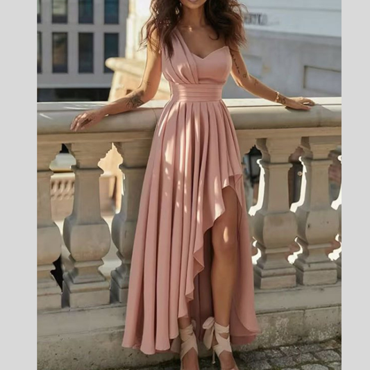 Full Size One-Shoulder Asymmetrical Hen Dress Plus Size