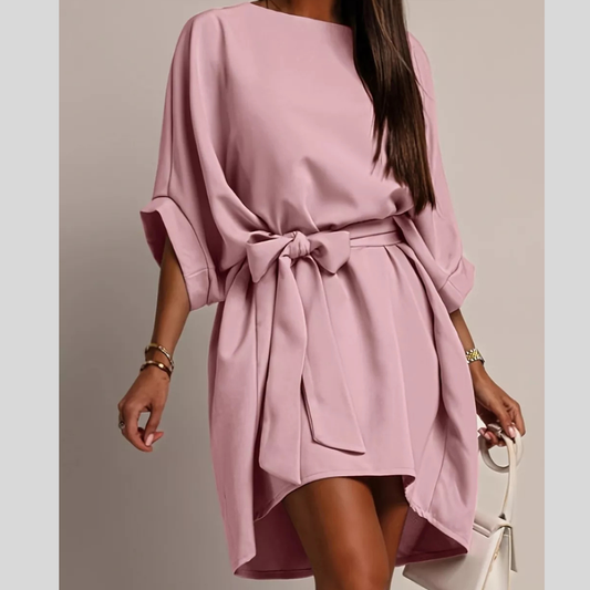 Tie Waist Batwing Sleeve Dress