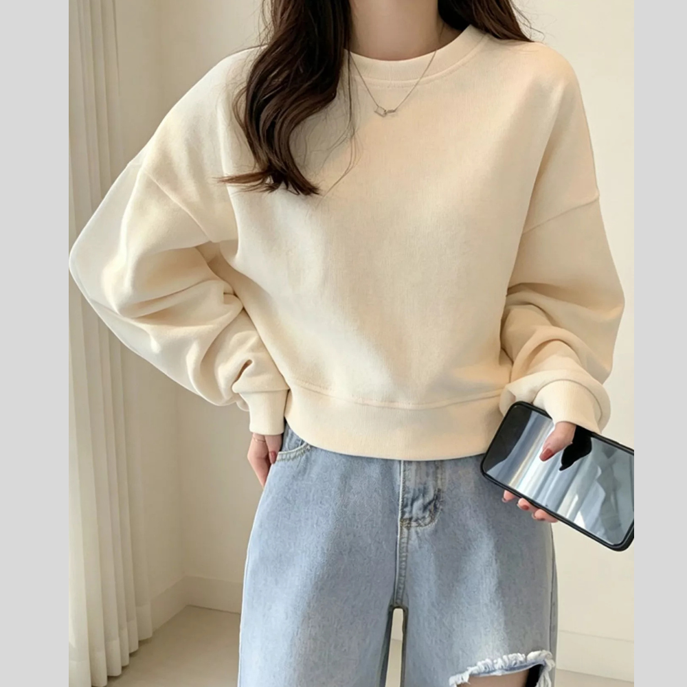 Crew Neck  Drop Shoulder Sweatshirt