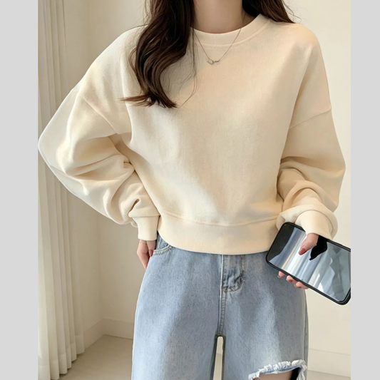 Crew Neck  Drop Shoulder Sweatshirt