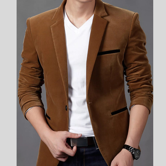 Men's Plus Size Slim Fit Velvet Blazer