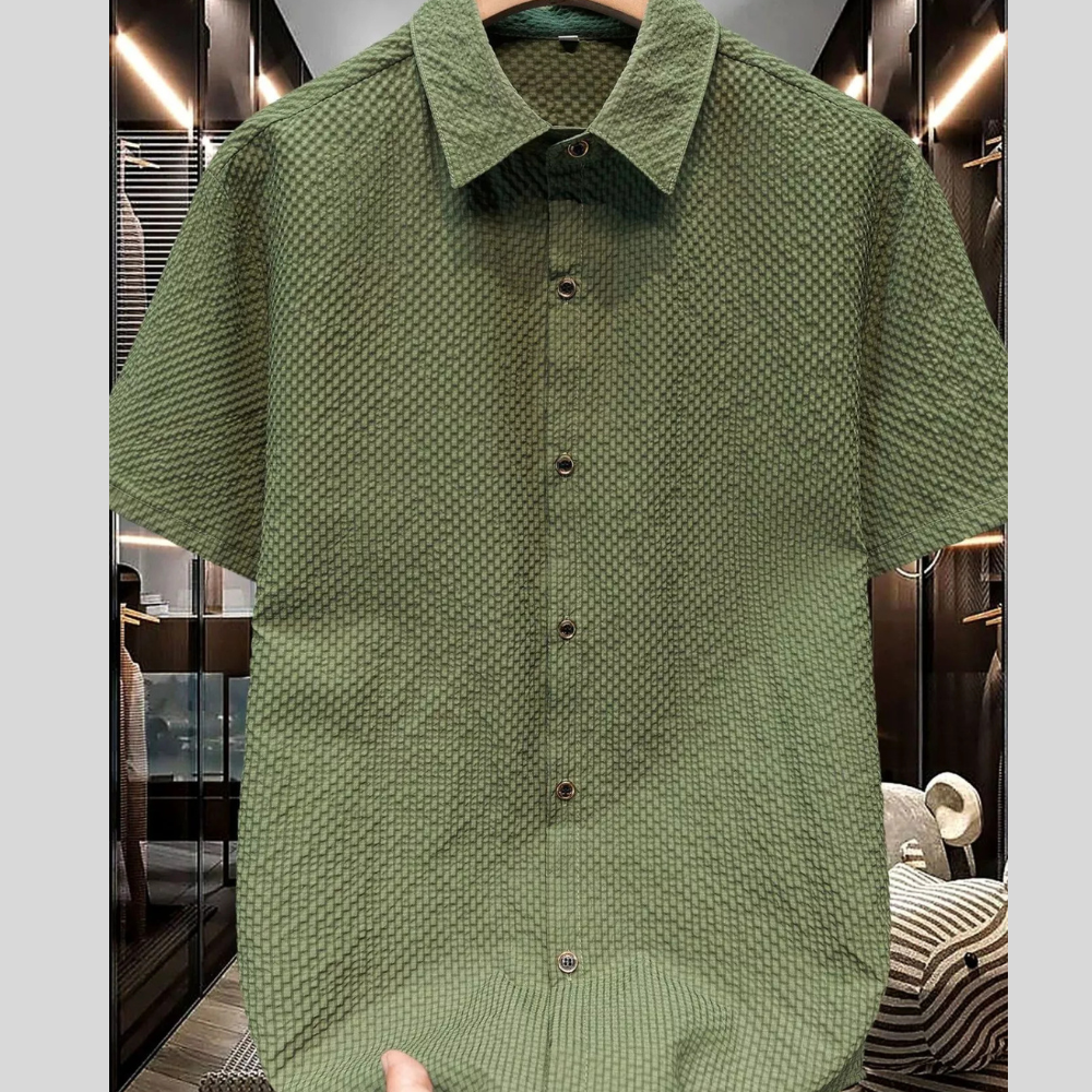 Men's Plus Size Textured Short-Sleeve Shirt