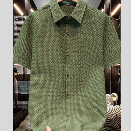Men's Plus Size Textured Short-Sleeve Shirt