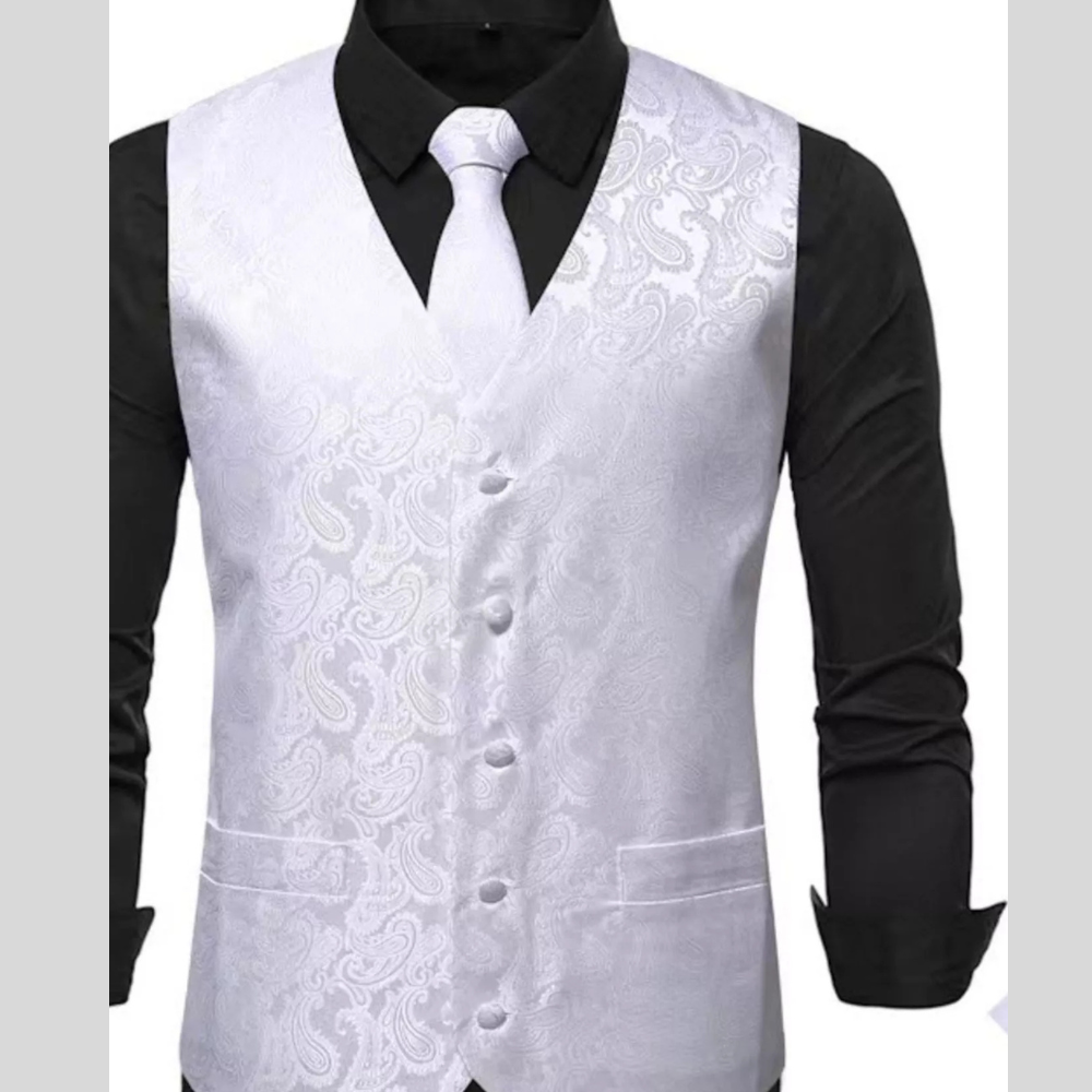 Men's Full Size Paisley Print Button Up Vest Plus Size