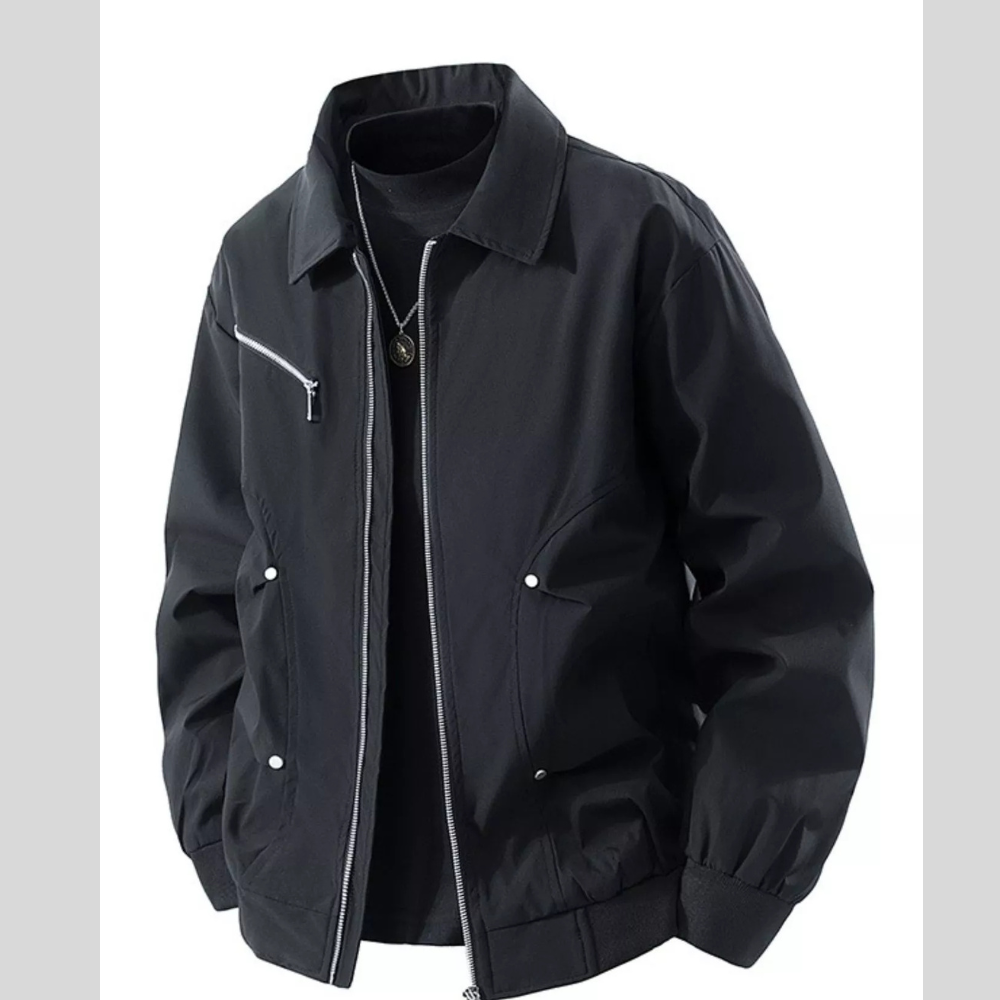 Men's Plus Size Casual Lightweight Zip-Up Bomber Jacket
