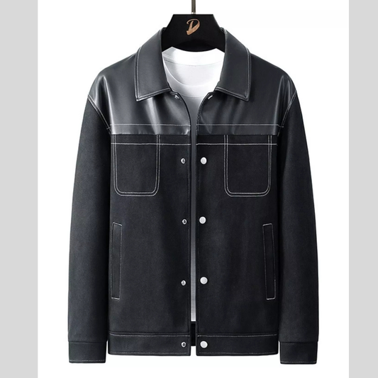 Men's Plus Size Snap Down Long Sleeve Shacket