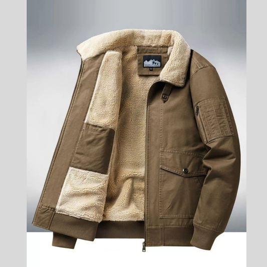 Men's Plus Size Warm Sherpa Lined Zip Up Jacket