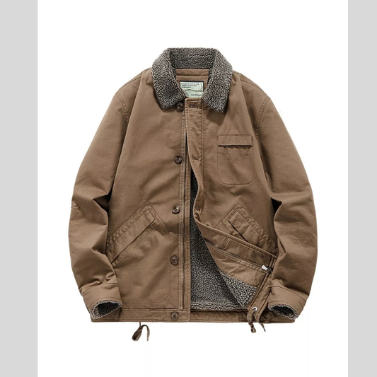 Men's Plus Size Sherpa Collar Button Up Jacket