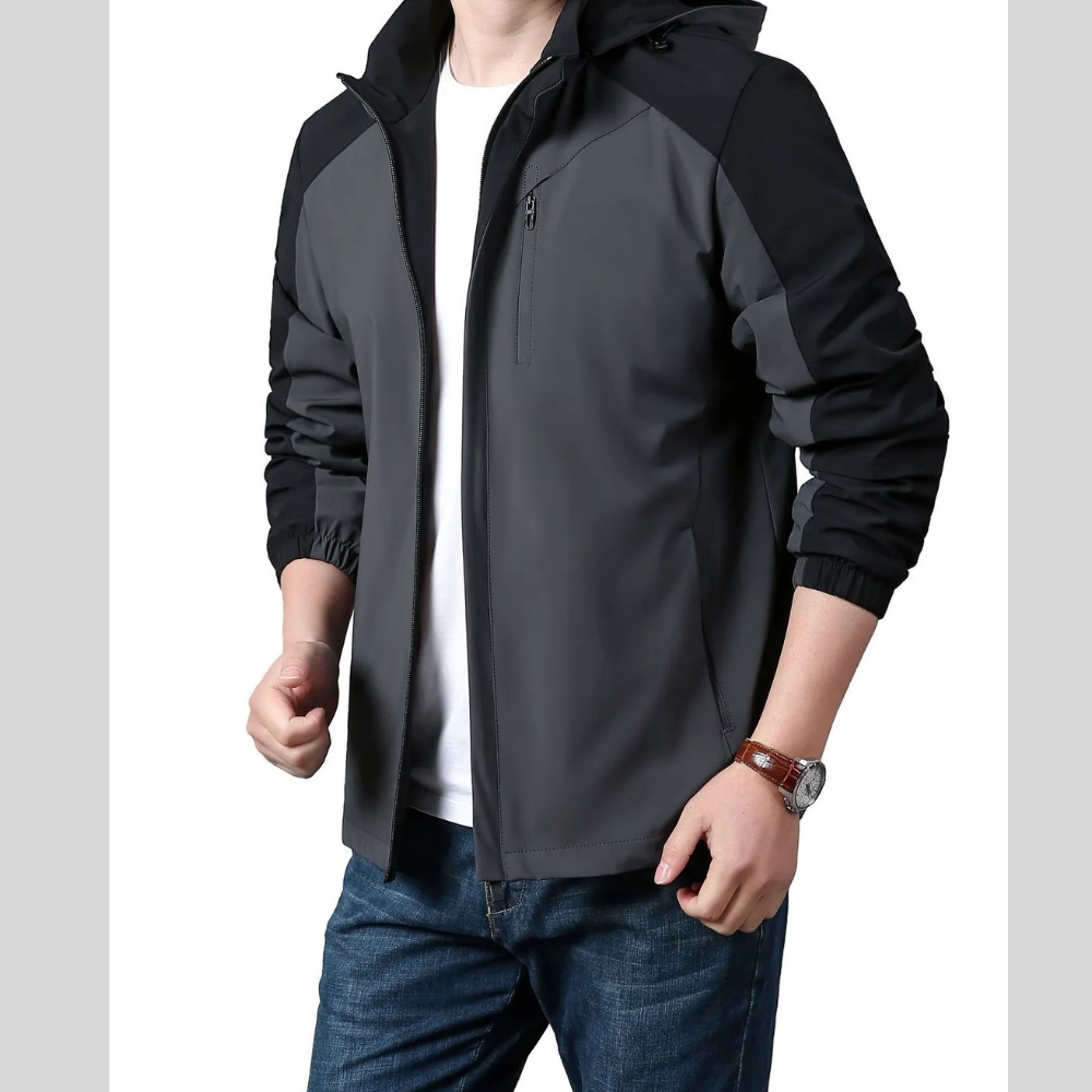 Men's Plus Size Hooded Colorblock Lightweight Jacket