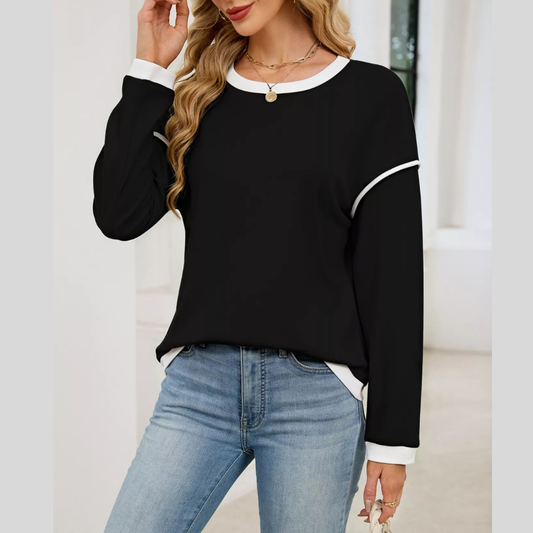 Contrast Trim Long Sleeve Sweatshirt