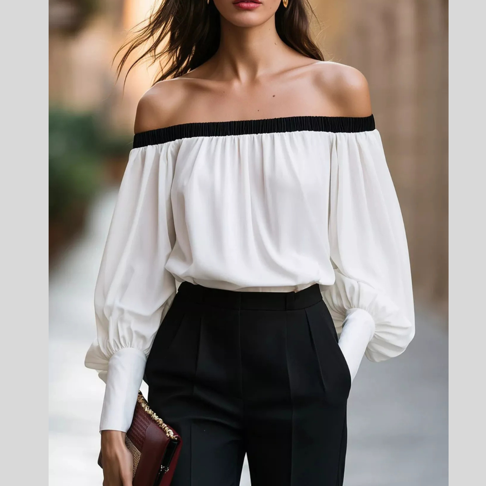 Off-Shoulder Lantern Sleeve Blouse