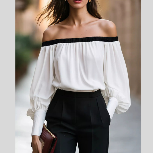 Off-Shoulder Lantern Sleeve Blouse