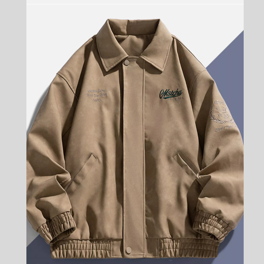 Men's Plus Size Embroidered Elastic Waist Casual Jacket