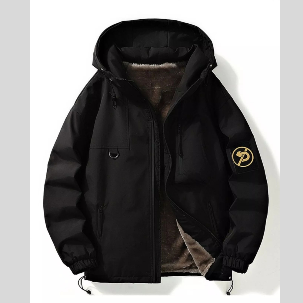Men's Plus Size Drawstring Zip Up Hooded Casual Jacket