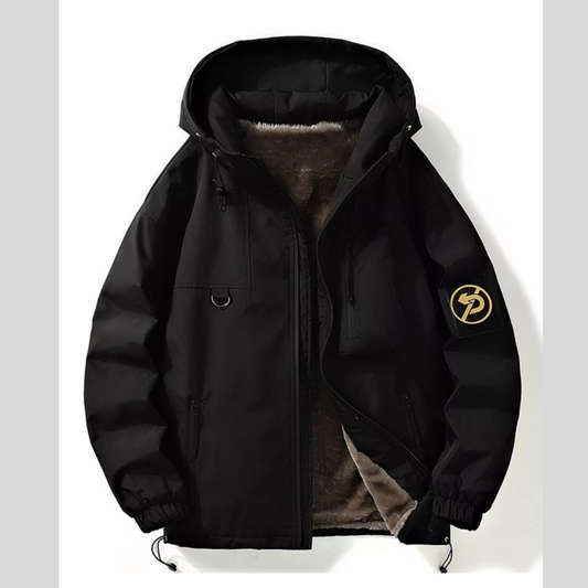 Men's Plus Size Drawstring Zip Up Hooded Casual Jacket