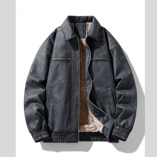 Men's Plus Size Fleece Lined Zip Up Casual Jacket