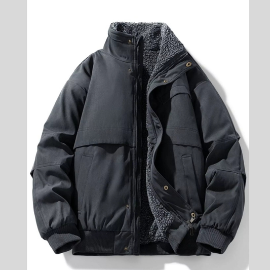 Men's Plus Size Sherpa Lined Stand Collar Bomber Jacket
