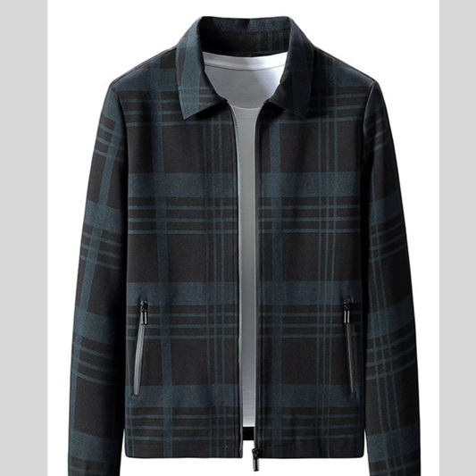 Men's Plus Size Plaid Zip Up Jacket