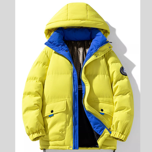 Men's Plus Size Contrast Hooded Puffer Jacket