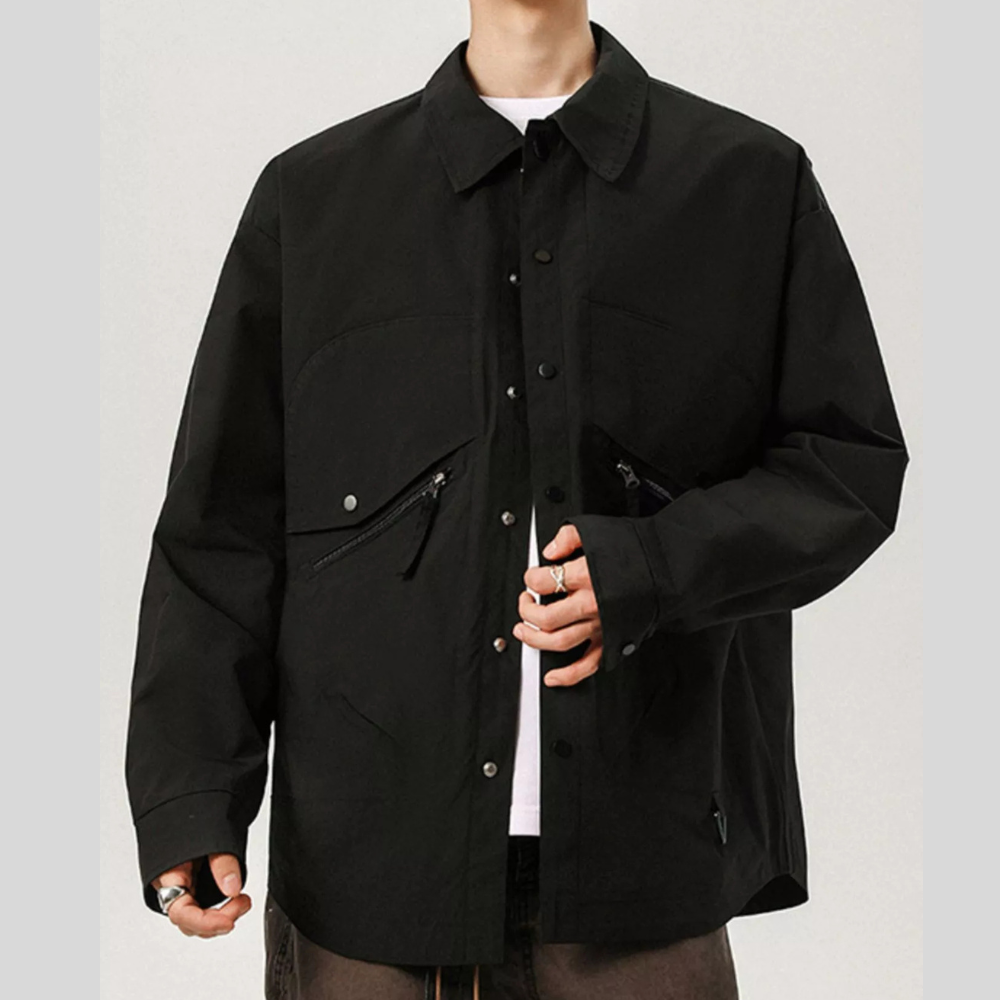 Men's Plus Size UrbanCore Snap-Down Casual Jacket