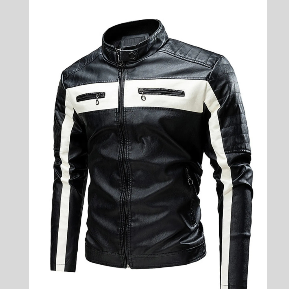 Men's Plus Size Contrast Zip Up Long Sleeve Casual Jacket