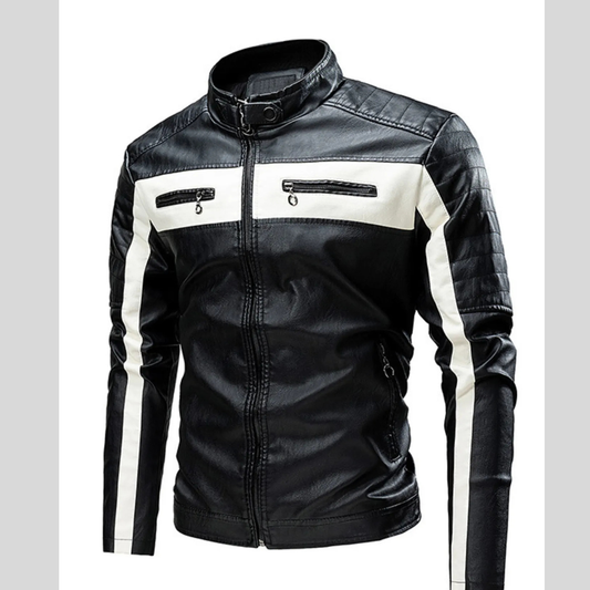 Men's Plus Size Contrast Zip Up Long Sleeve Casual Jacket