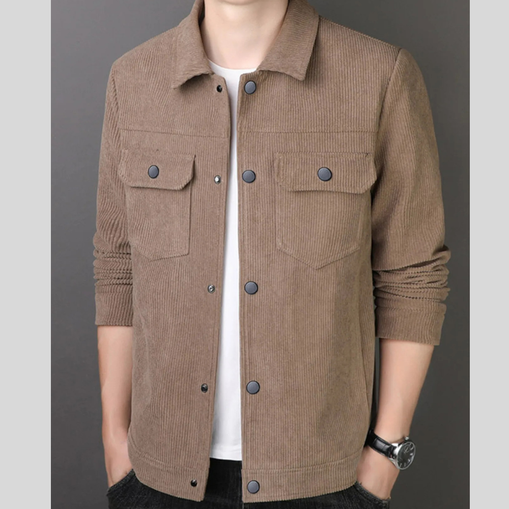 Men's Plus Size Casual Corduroy Button-Down Jacket