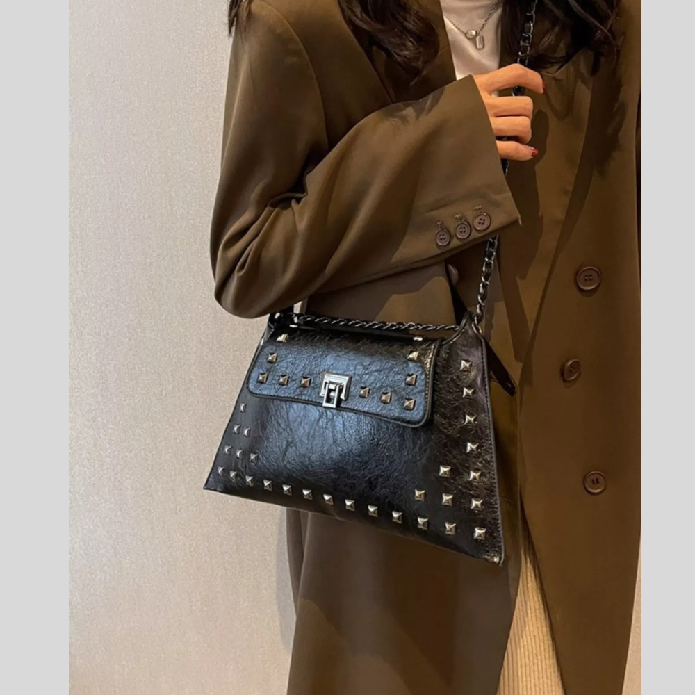 Studded Flap Chain Shoulder Bag