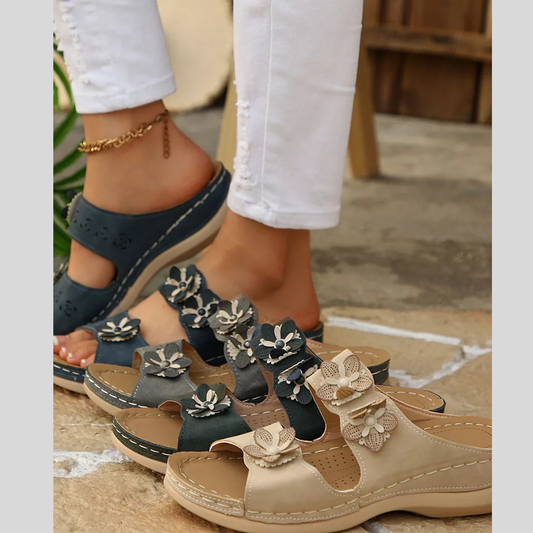 Floral Embellished Open Toe Sandals