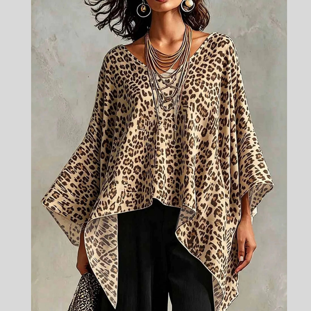 Full Size Leopard Print Asymmetrical Hem Top Plus Size