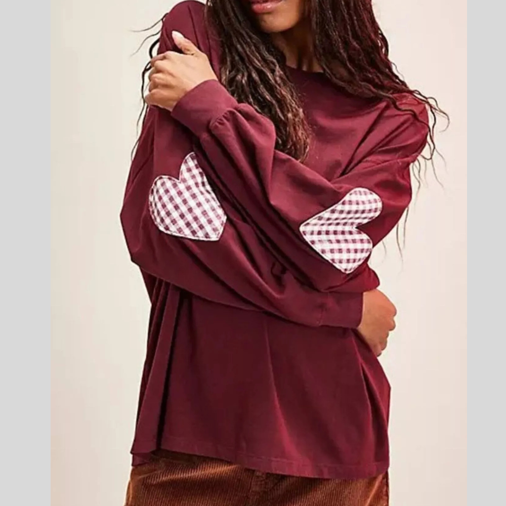 Heart Patch Long Sleeve Sweatshirt
