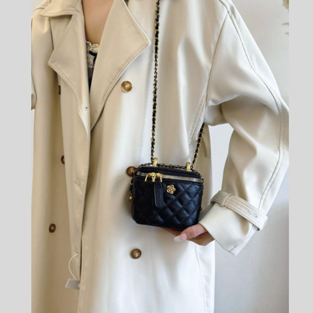 Quilted Chain Strap Casual Crossbody Bag