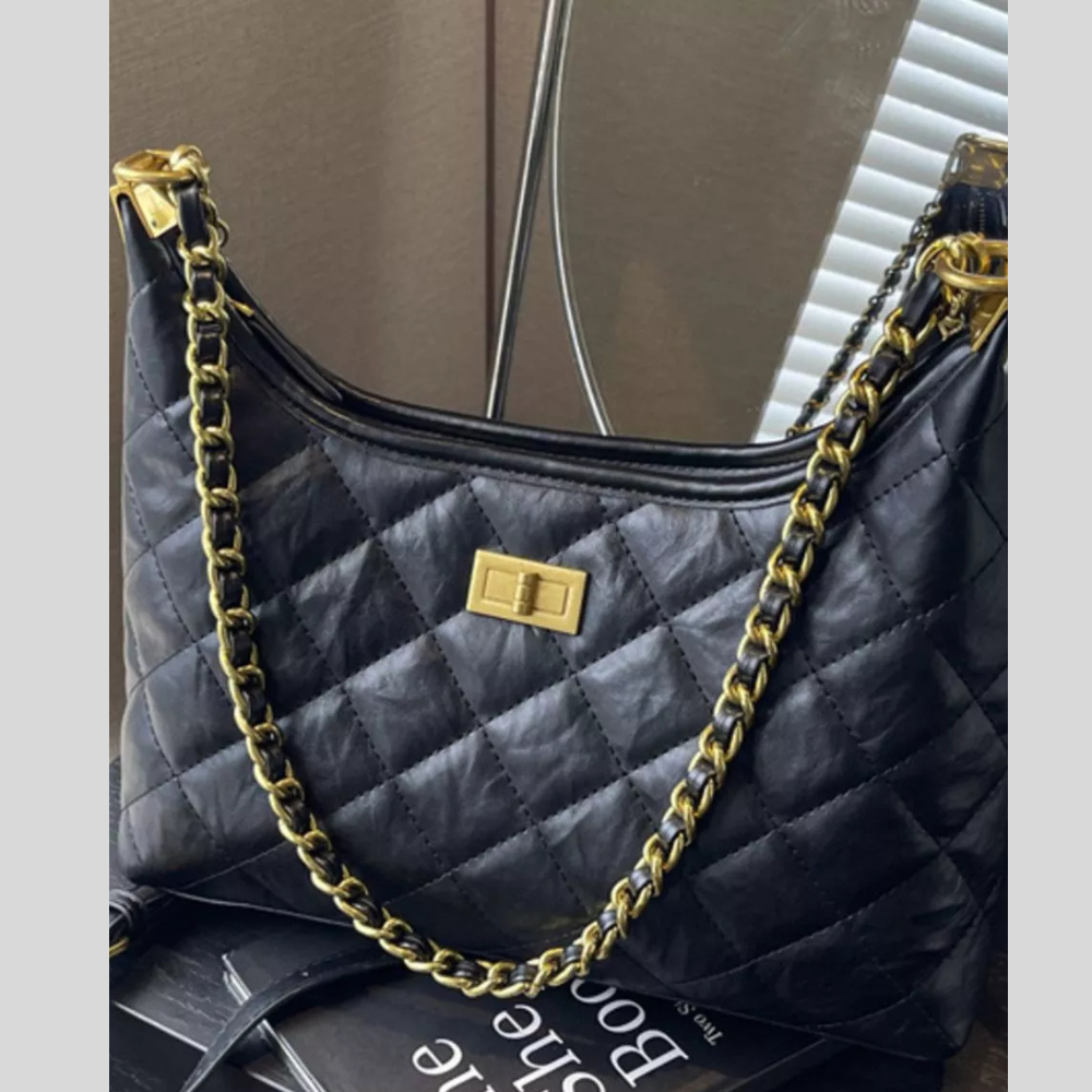Quilted Leather Chain Crossbody Bag