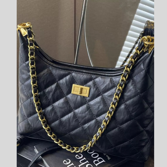Quilted Leather Chain Crossbody Bag