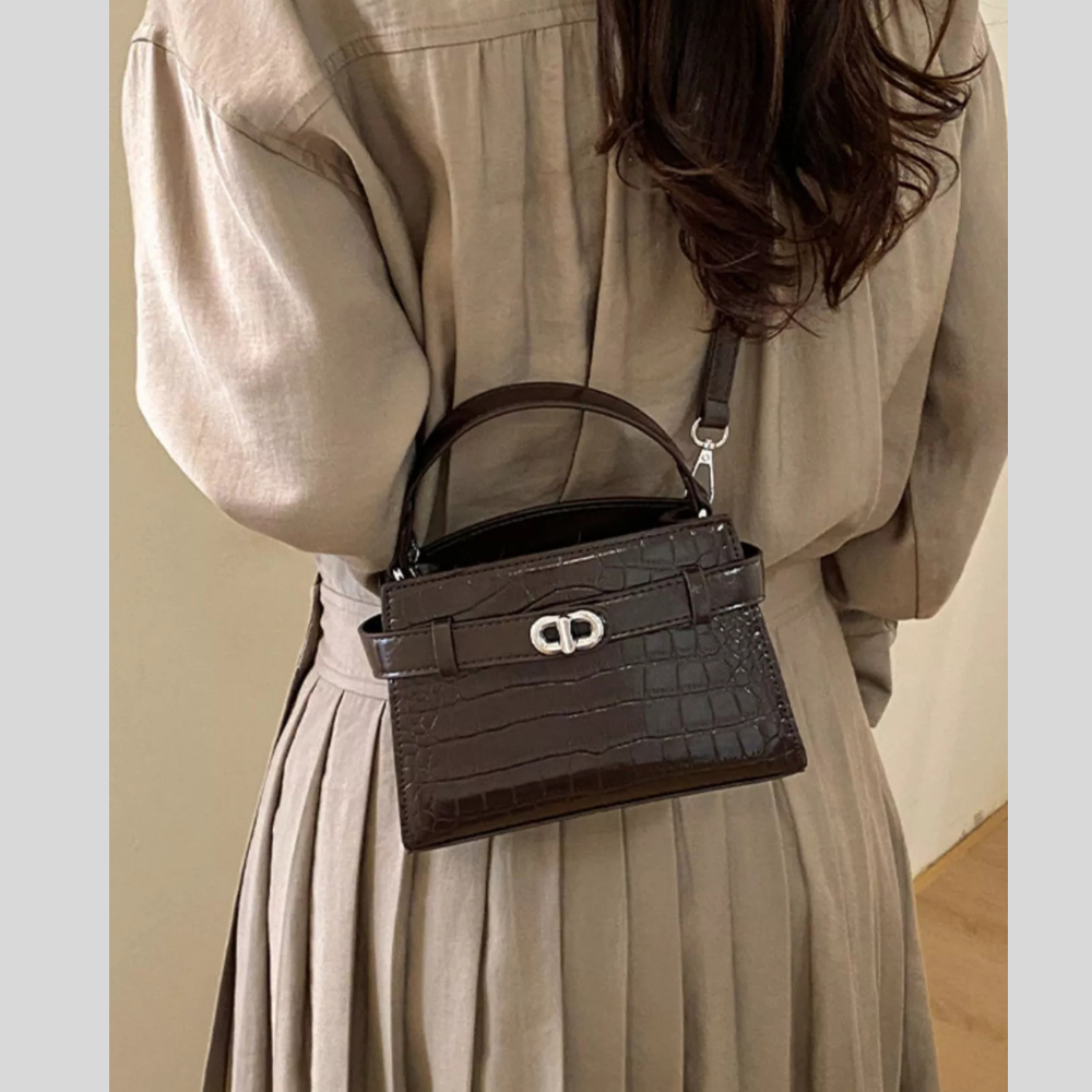 Crocodile Embossed Crossbody Bag