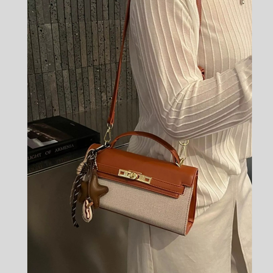 Two-Tone Flap Crossbody Bag