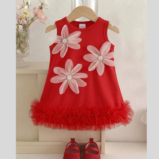 Children's Flower Sleeveless Round Neck Dress