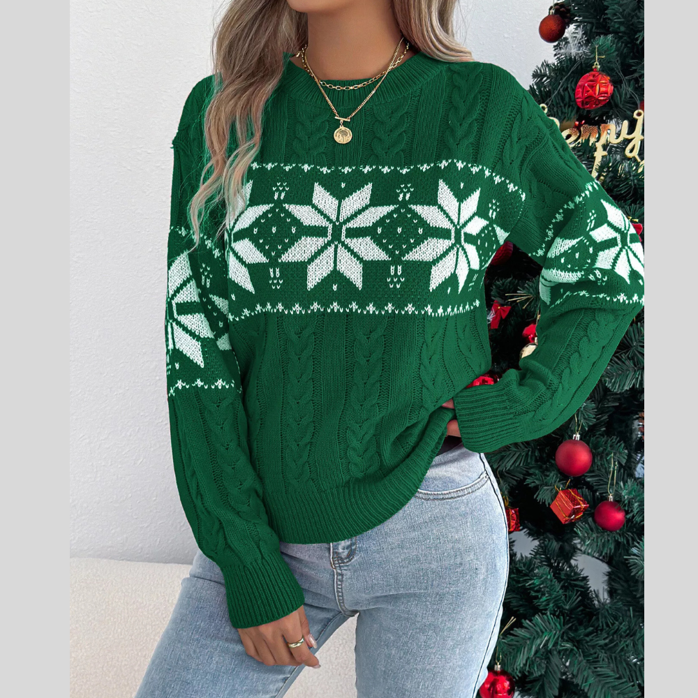 Christmas Snowflake Cable Knit Sweater