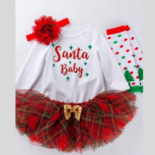 Children's Christmas Santa Baby 4 Piece Outfit Set