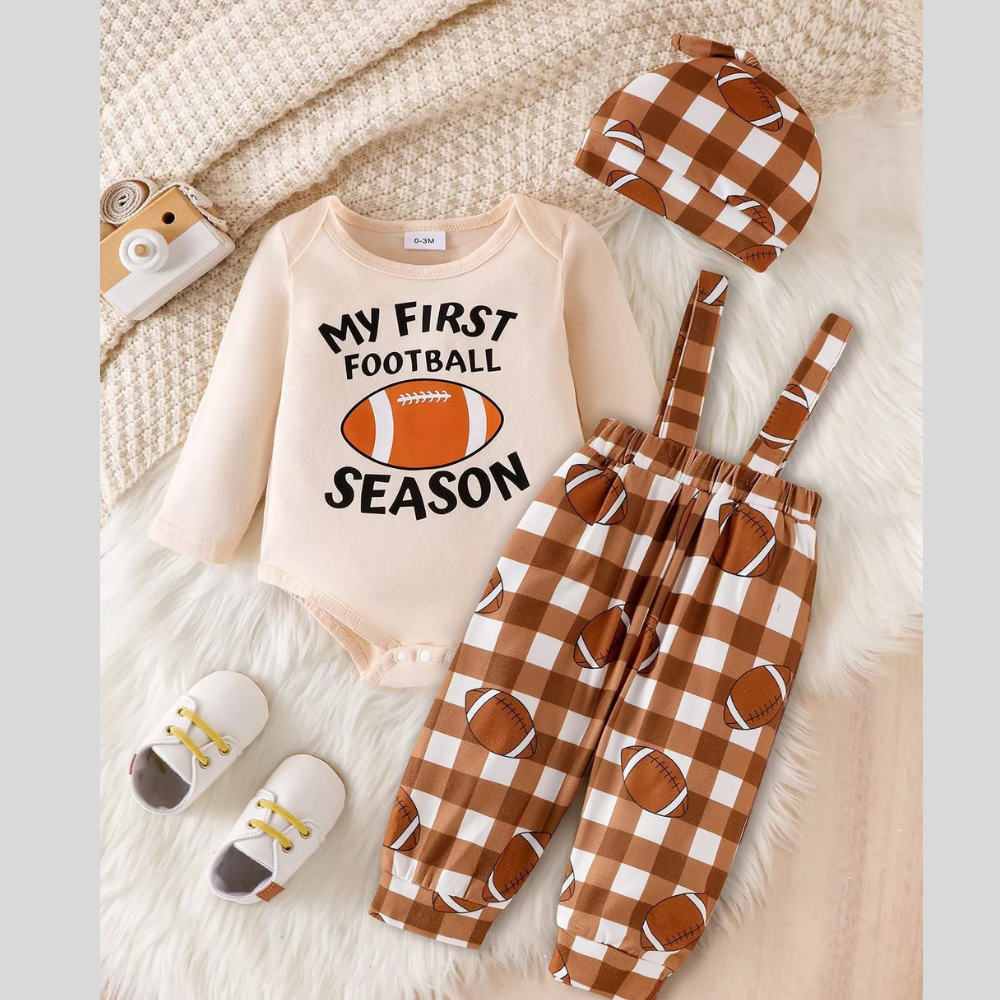 Children's My First Football Season Bodysuit and Pants Set with Hat