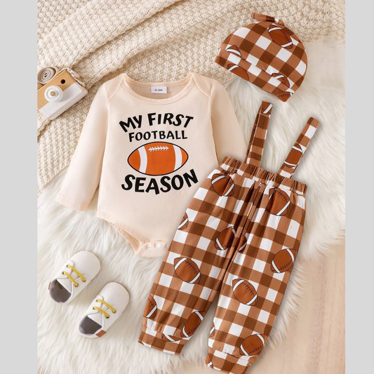 Children's My First Football Season Bodysuit and Pants Set with Hat