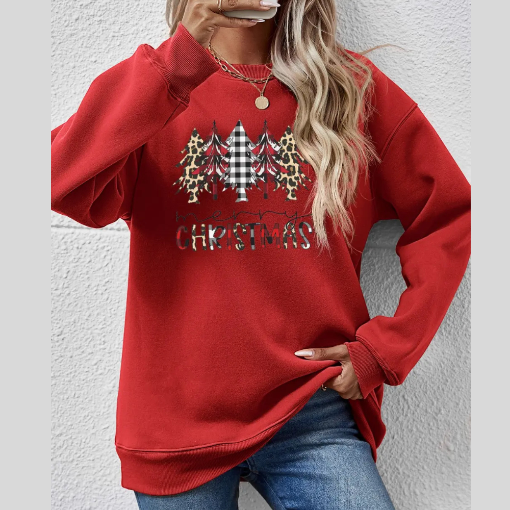 MERRY CHRISTMAS Round Neck Long Sleeve Sweatshirt