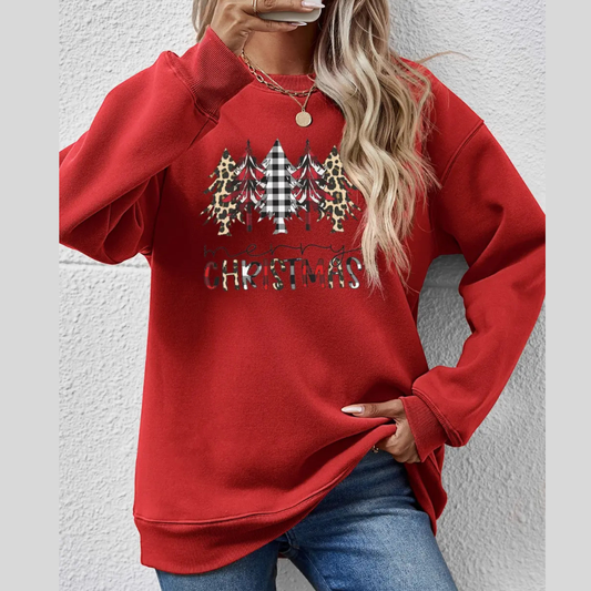 MERRY CHRISTMAS Round Neck Long Sleeve Sweatshirt