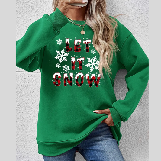 LET IT SNOW Round Neck Long Sleeve Sweatshirt