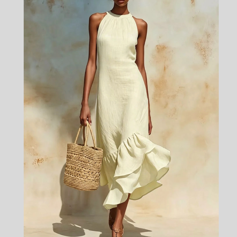 Full Size Ruffle Hem Sleeveless Midi Dress Plus Size