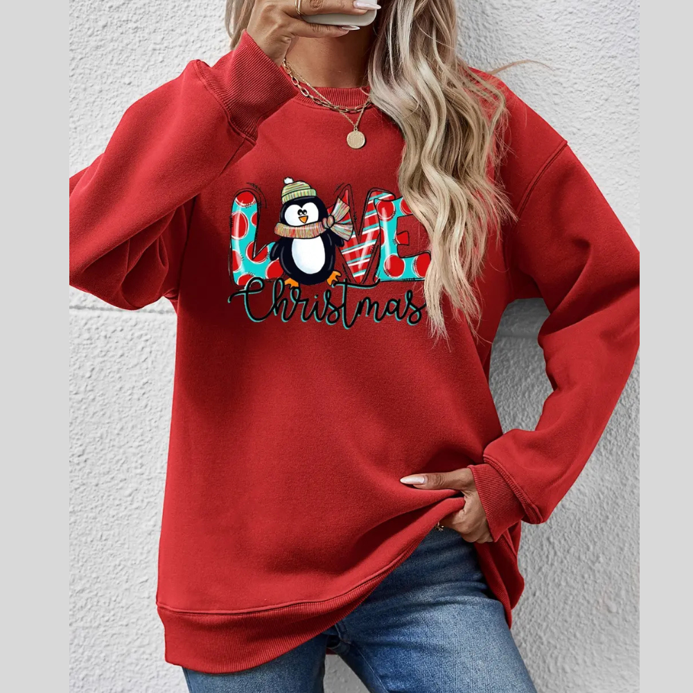 LIVE CHRISTMAS Drop Shoulder Round Neck Sweatshirt